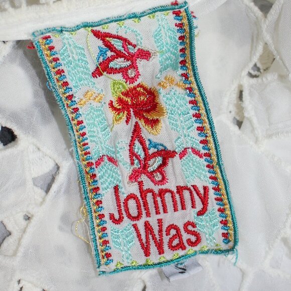 Johnny Was White Eyelet Crochet Cupra Ultra Light Jacket Topper Sz Small - Picture 5 of 9